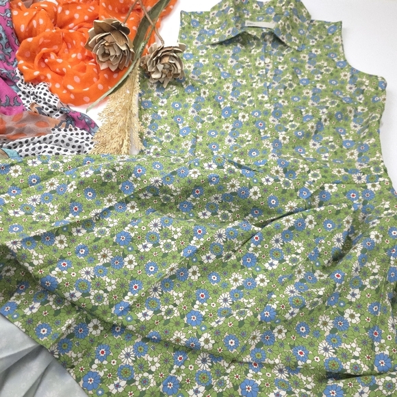 Tory Burch Floral Multi-colored  Sleeveless Pleated Travel Dress. Sz S - Picture 10 of 16